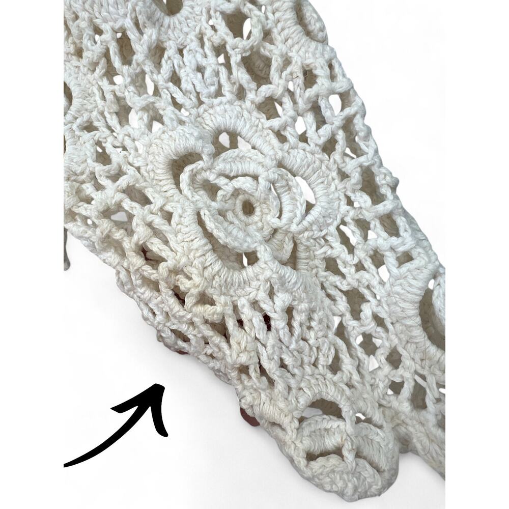 Vintage 90's | M | Cardigan Sweater Crochet Knit Lace Cream Womens 1990's - Picture 2 of 4
